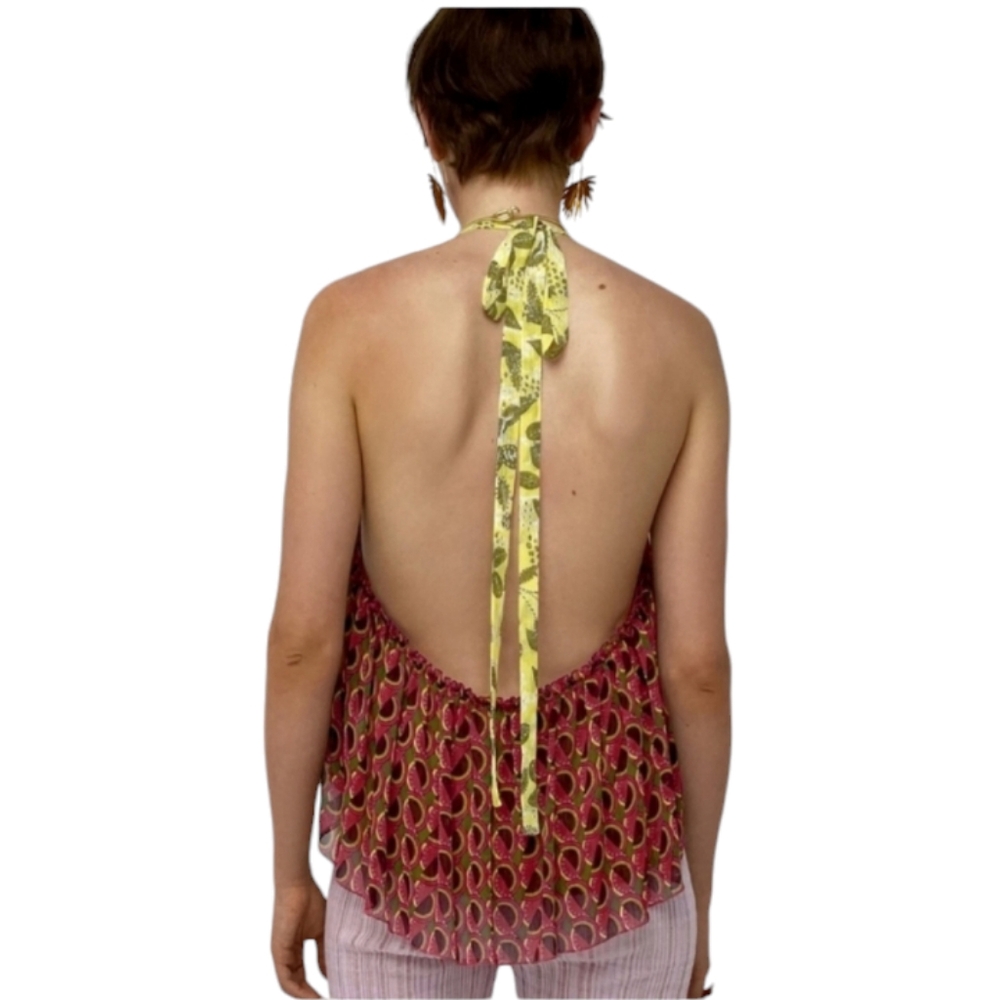 Zara Multicolor Halter Layered Boho Top - Yellow, Pink, Orange - Picture 2 of 15